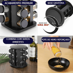 Chega de Bagunça na Cozinha! Porta Tempero Giratório Preto Premium com 6/8/9 Potes de Vidro Reforçado comprar Porta Tempero Giratório original Vovó Lúcia