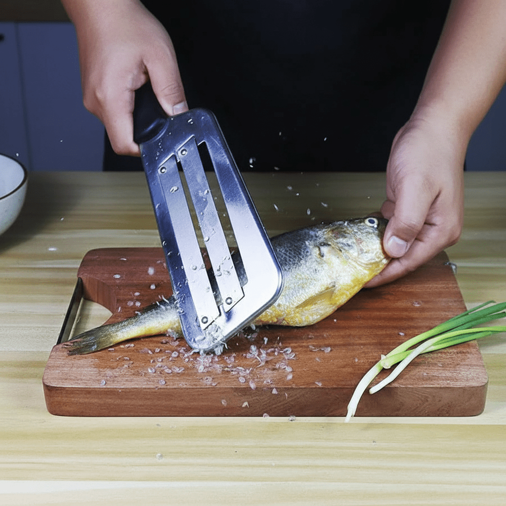 Chega de Sofrer com a Faca! Fatiador Duplo que Corta Vegetais e Peixes sem Esforço comprar Fatiador Duplo original Vovó Lúcia