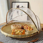 BambuFresh – Cesto de Bamboo com Cobertura de Tela Retrátil Protetor de Alimentos - Entrega Grátis