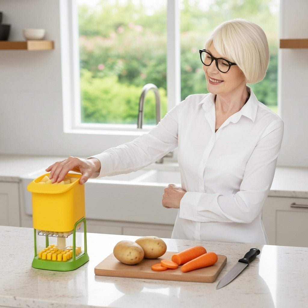 Cortador Manual para Batatas Fritas Prático, Seguro e Super Eficiente comprar Cortador Manual para Batatas Fritas Prático, Seguro e Super Eficiente original Vovó Lúcia