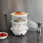 Cozedor Elétrico Rápido 3 Camadas Acabe com a Demora e Cozinhe Sem Trabalho comprar Cozedor Turbo 3 em 1 Sem Bagunça original Vovó Lúcia