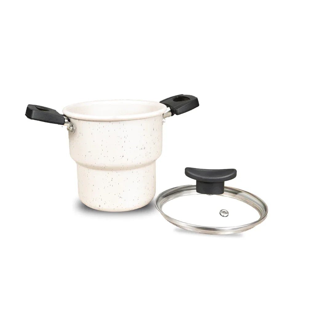 Cuscuzeiro 14cm Antiaderente Teflon Tampa de Vidro Cozimento Rápido e Sem Grudar comprar Cuscuzeiro 14cm Antiaderente Teflon Tampa de Vidro Cozimento Rápido e Sem Grudar original Vovó Lúcia