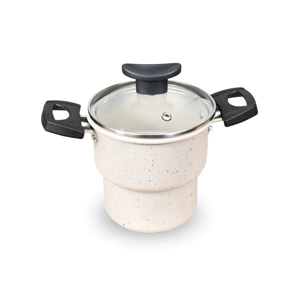 Cuscuzeiro 14cm Antiaderente Teflon Tampa de Vidro Cozimento Rápido e Sem Grudar comprar Cuscuzeiro 14cm Antiaderente Teflon Tampa de Vidro Cozimento Rápido e Sem Grudar original Vovó Lúcia