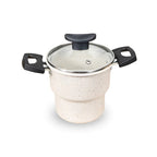 Cuscuzeiro 14cm Antiaderente Teflon Tampa de Vidro Cozimento Rápido e Sem Grudar comprar Cuscuzeiro 14cm Antiaderente Teflon Tampa de Vidro Cozimento Rápido e Sem Grudar original Vovó Lúcia