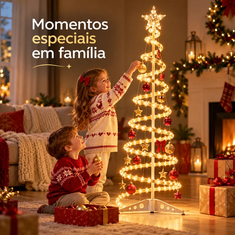 Árvore de Natal da Vovó Lúcia 1,8m – Espiral com LED, Decoração Completa e Iluminação