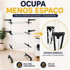 DryFlex - Varal 3 Andares Reforçado Com Rodinhas Dobrável Portátil - Entrega Grátis comprar original Vovó Lúcia