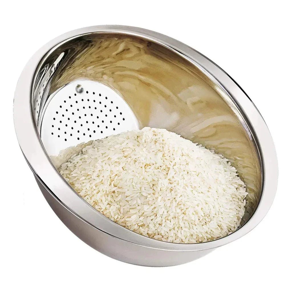 Escorredor de Arroz Inox Lava Alimentos Multiuso Frutas, Legumes e Saladas comprar Escorredor de Arroz Inox Lava Alimentos Multiuso Frutas, Legumes e Saladas original Vovó Lúcia