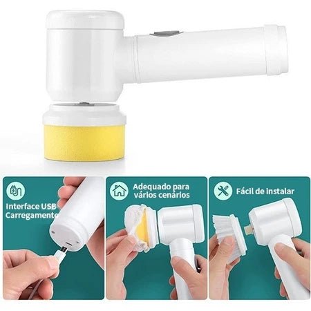 Escova Elétrica de Limpeza Sem Fio Limpador Multiuso Prático Com Mais Duas Cabeças de Escova comprar Escova Elétrica de Limpeza Sem Fio Limpador Multiuso Prático Com Mais Duas Cabeças de Escova original Vovó Lúcia