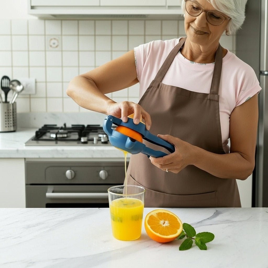 Espremedor Manual Sem Esforço Limão e Laranja com Extração Máxima comprar Espremedor Manual Sem Esforço Limão e Laranja com Extração Máxima original Vovó Lúcia