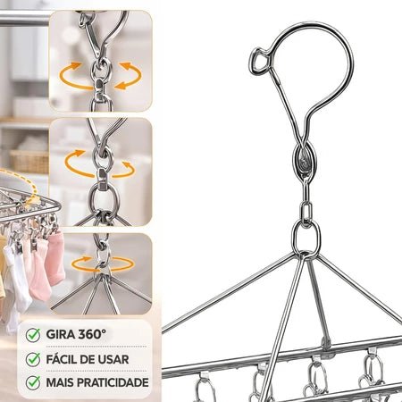 FixClip – Prendedor de Roupa em Aço Inox que Não Enferruja nem Solta a Roupa no Vento - Entrega Grátis - Vovó Lúcia