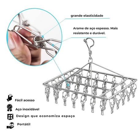 FixClip – Prendedor de Roupa em Aço Inox que Não Enferruja nem Solta a Roupa no Vento - Entrega Grátis - Vovó Lúcia