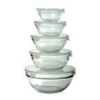 Kit 5 Bowls de Vidro com Tampa Hermética Micro-ondas, Geladeira e Freezer Empilhável comprar Kit 5 Bowls de Vidro com Tampa Hermética Micro-ondas, Geladeira e Freezer Empilhável original Vovó Lúcia