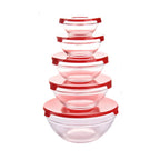 Kit 5 Bowls de Vidro com Tampa Hermética Micro-ondas, Geladeira e Freezer Empilhável comprar Kit 5 Bowls de Vidro com Tampa Hermética Micro-ondas, Geladeira e Freezer Empilhável original Vovó Lúcia