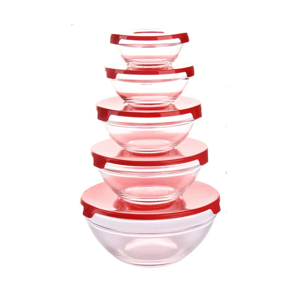 Kit 5 Bowls de Vidro com Tampa Hermética Micro-ondas, Geladeira e Freezer Empilhável comprar Kit 5 Bowls de Vidro com Tampa Hermética Micro-ondas, Geladeira e Freezer Empilhável original Vovó Lúcia