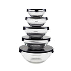 Kit 5 Bowls de Vidro com Tampa Hermética Micro-ondas, Geladeira e Freezer Empilhável comprar Kit 5 Bowls de Vidro com Tampa Hermética Micro-ondas, Geladeira e Freezer Empilhável original Vovó Lúcia