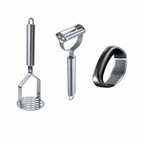 Kit 5 Peças Inox com Espremedor, Ralador 4 Faces e Amassador comprar Kit 5 peças inox original Vovó Lúcia