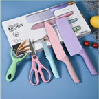 Kit Facas 6 Peças Inox Antiaderente Tesoura e Descascador Cabo Reforçado comprar Kit Facas 6 Peças Inox Antiaderente Tesoura e Descascador Cabo Reforçado original Vovó Lúcia