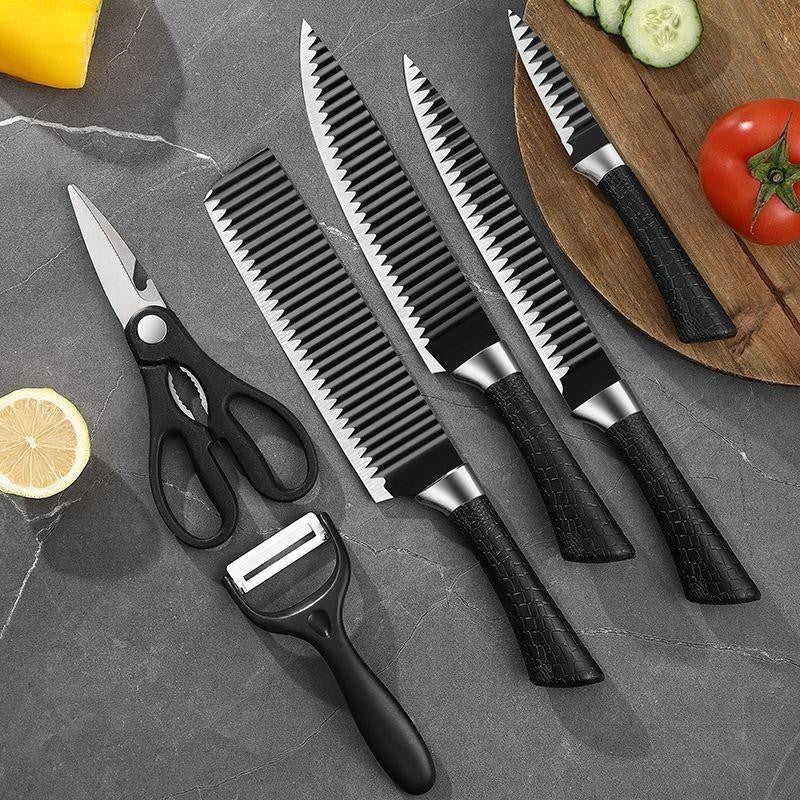 Kit Facas 6 Peças Inox Antiaderente Tesoura e Descascador Cabo Reforçado comprar Kit Facas 6 Peças Inox Antiaderente Tesoura e Descascador Cabo Reforçado original Vovó Lúcia
