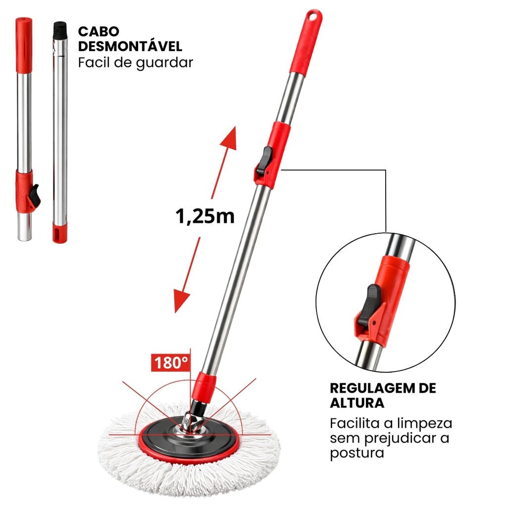 Mop Giratório com Balde Centrífuga 9L Limpeza Rápida e Sem Esforço comprar Mop Giratório com Balde Centrífuga 9L Limpeza Rápida e Sem Esforço original Vovó Lúcia