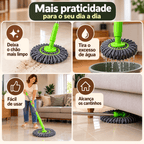 MopFlex - Esfregão 2 em 1 Giratório Automático Com Desidratação Perfeito Para Limpeza Completa de Piso - Vovó Lúcia