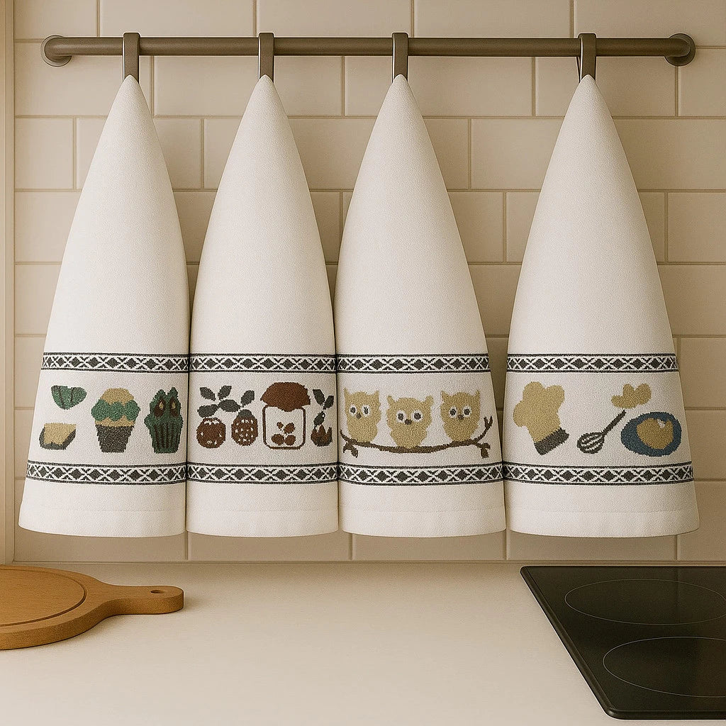 Kit 10 Panos de Prato 40x65 Jacquard Atoalhado  Alta Absorção, Macio e Resistente para Cozinha