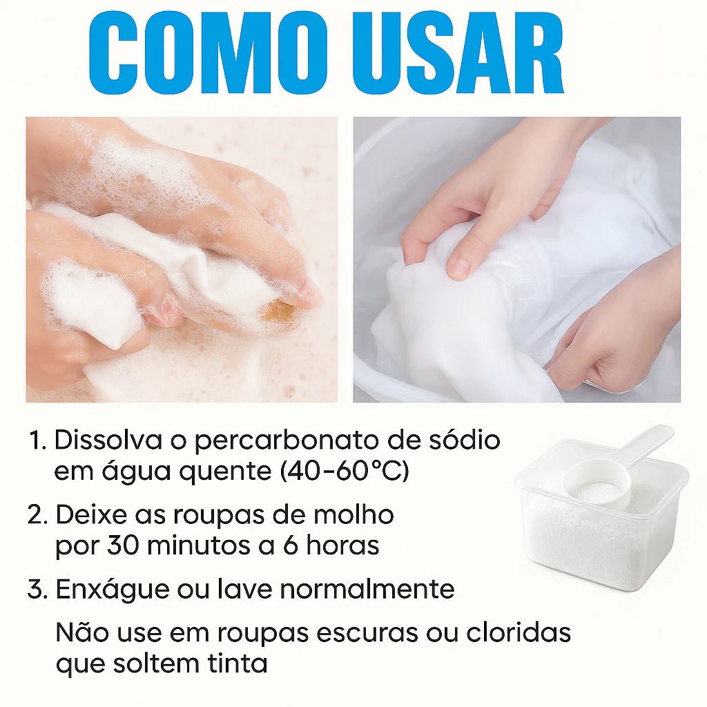 Percarbonato de Sódio 100% que Remove Manchas, Branqueia e Renova suas Roupas sem Cloro - Entrega Grátis comprar original Vovó Lúcia