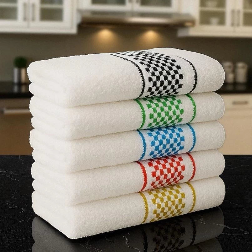 Kit 10 Panos de Prato 40x65 Jacquard Atoalhado  Alta Absorção, Macio e Resistente para Cozinha