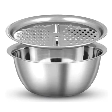 Ralador 3 em 1 - Inox com Tigela e Escorredor Multiuso - Entrega Grátis - Vovó Lúcia