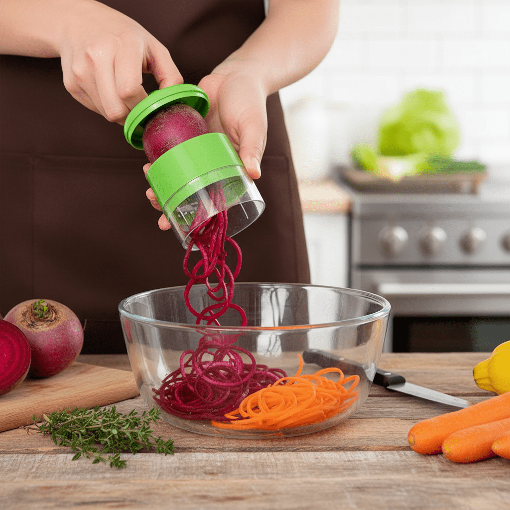 Ralador Espiral Que Transforma Seus Legumes em Segundos comprar GiroChef Fatiador Espiral Inox original Vovó Lúcia