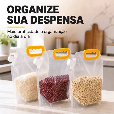 Saquinhos Herméticos da Vovó Lúcia 1,5L – Tampa de Rosca para Alimentos, Grãos e Cereais - Vovó Lúcia