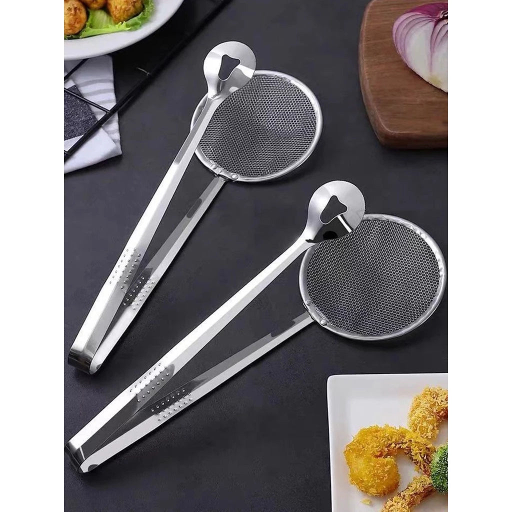 Pinça Escumadeira de Inox para Fritura com Pegador 28,5 cm Alta Resistência e Precisão