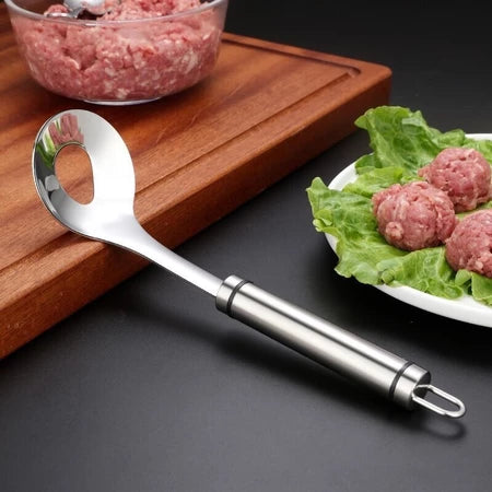 PolpetLux – Colher Italiana Modeladora de Almôndegas em Aço Inox | Bolinhas Perfeitas Sem Sujar as Mãos - Entrega Grátis