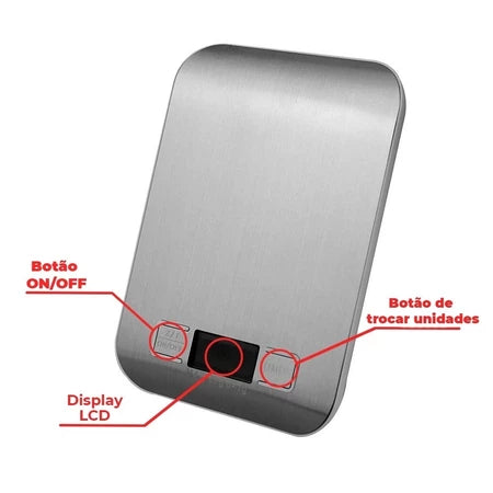 Balança Digital de Cozinha Inox alta precisão com Visor digital de ate 10Kg