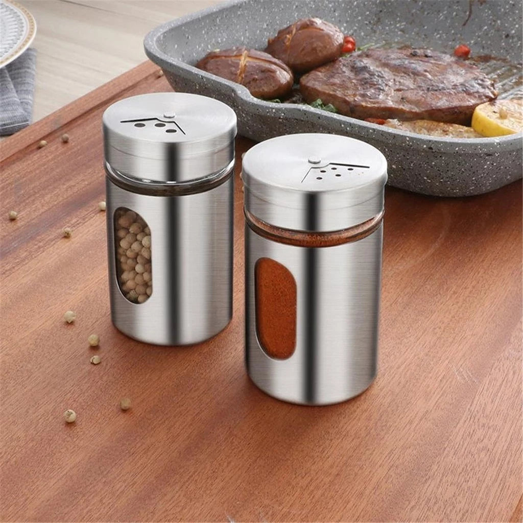 Porta Saleiro e Pimenteiro Inox com Vidro – 100ml