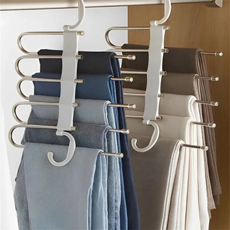 CabideFlex - Cabide Retrátil Organizador 5 em 1 Dobrável em Aço Inox