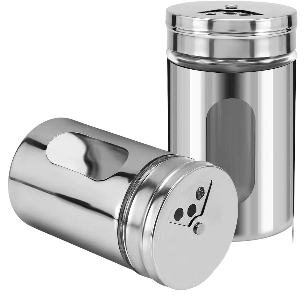 Porta Saleiro e Pimenteiro Inox com Vidro – 100ml