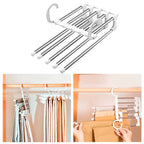 CabideFlex - Cabide Retrátil Organizador 5 em 1 Dobrável em Aço Inox