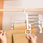 CabideFlex - Cabide Retrátil Organizador 5 em 1 Dobrável em Aço Inox