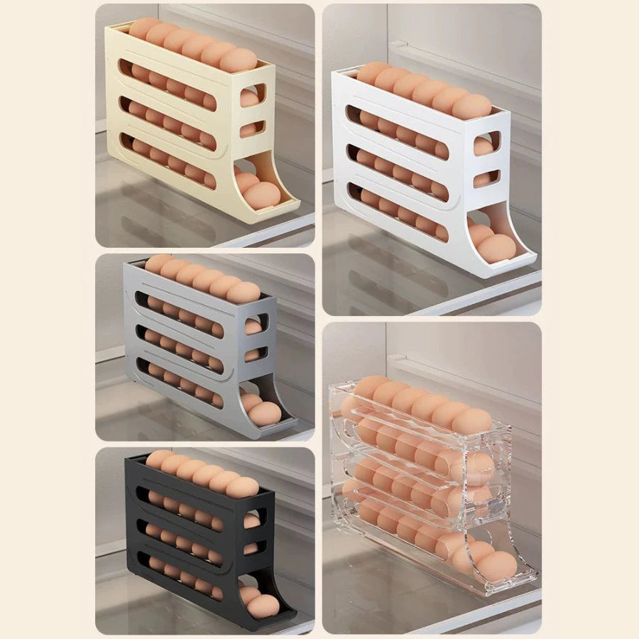 Suporte Rolante para Ovos 4 Andares  Organizador de Geladeira p 30 Ovos