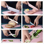 Kit Facas 6 Peças Inox Antiaderente  Tesoura e Descascador  Cabo Reforçado