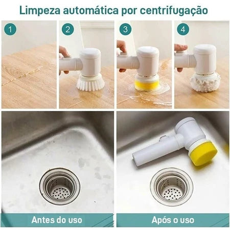 Escova Elétrica de Limpeza Sem Fio Limpador Multiuso Prático Com Mais Duas Cabeças de Escova