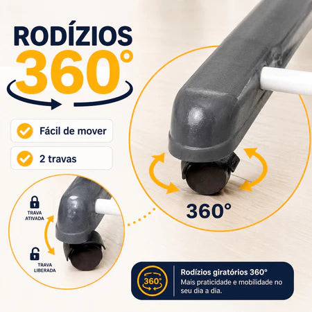 DryFlex -  Varal 3 Andares Reforçado Com Rodinhas Dobrável Portátil - Entrega Grátis