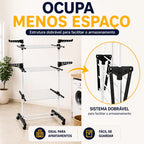 DryFlex -  Varal 3 Andares Reforçado Com Rodinhas Dobrável Portátil - Entrega Grátis