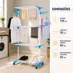 DryFlex -  Varal 3 Andares Reforçado Com Rodinhas Dobrável Portátil - Entrega Grátis
