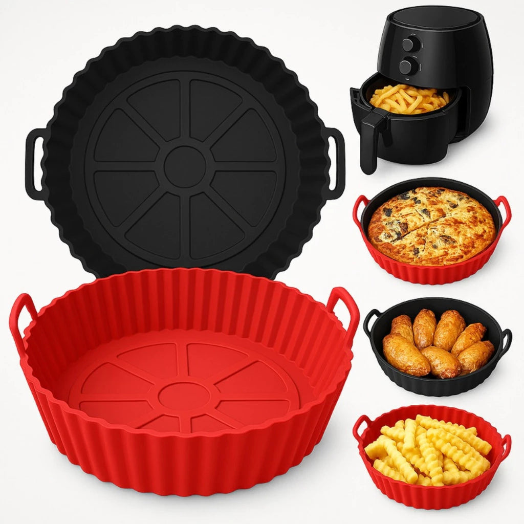 KIT 1/2/3 Formas de Silicone 17x17cm com Alça para Air Fryer, Forno e Cozinha