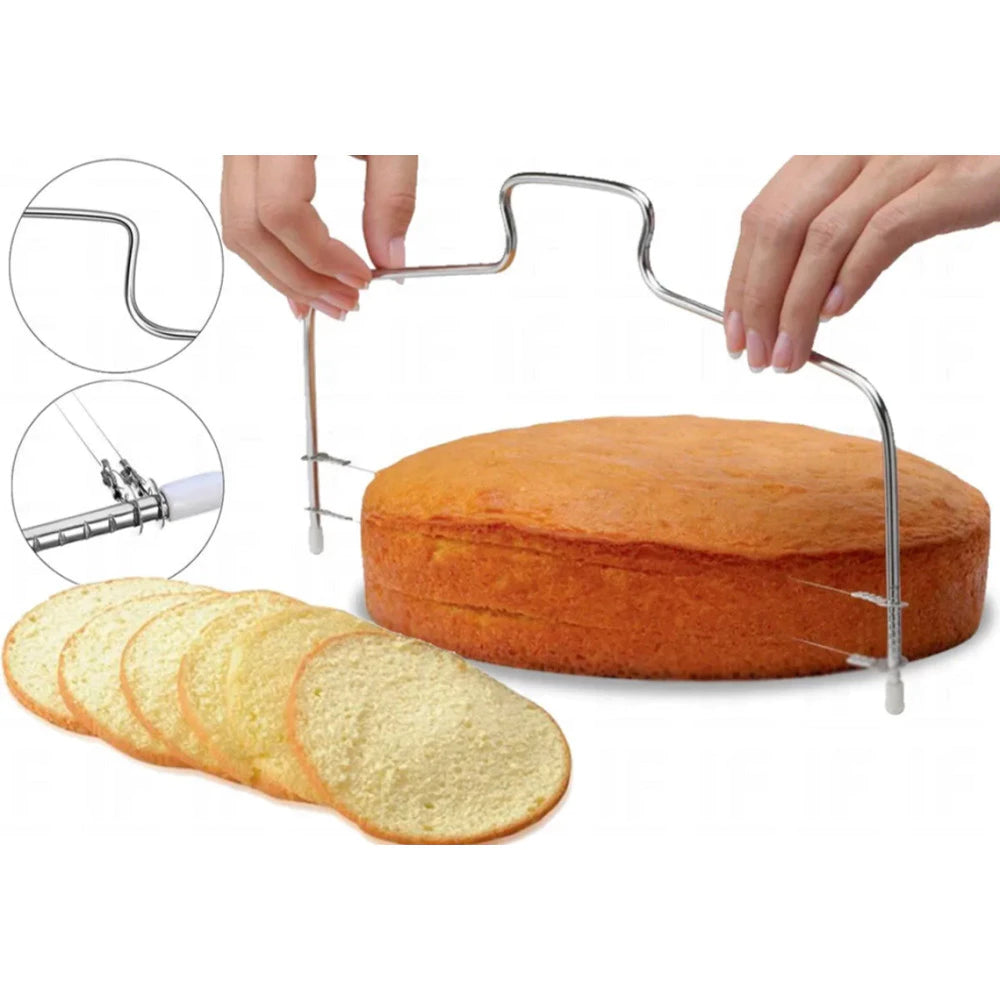 Cortador Nivelador de Bolo Profissional com Fio Duplo Ajustável em Aço Inox 31,5cm