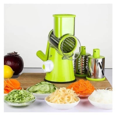 Ralador de Queijo 3 em 1 Giratório com Manivela  Fatiador de Legumes e Cortador de Vegetais Multiuso Cozinha Prática, Rápida e Sem Esforço