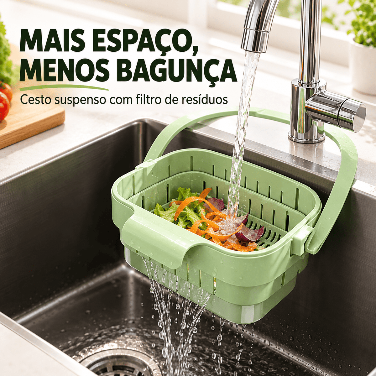 SinkFlex – Cesto Escorredor de Pia Suspenso para Cozinha - Vovó Lúcia
