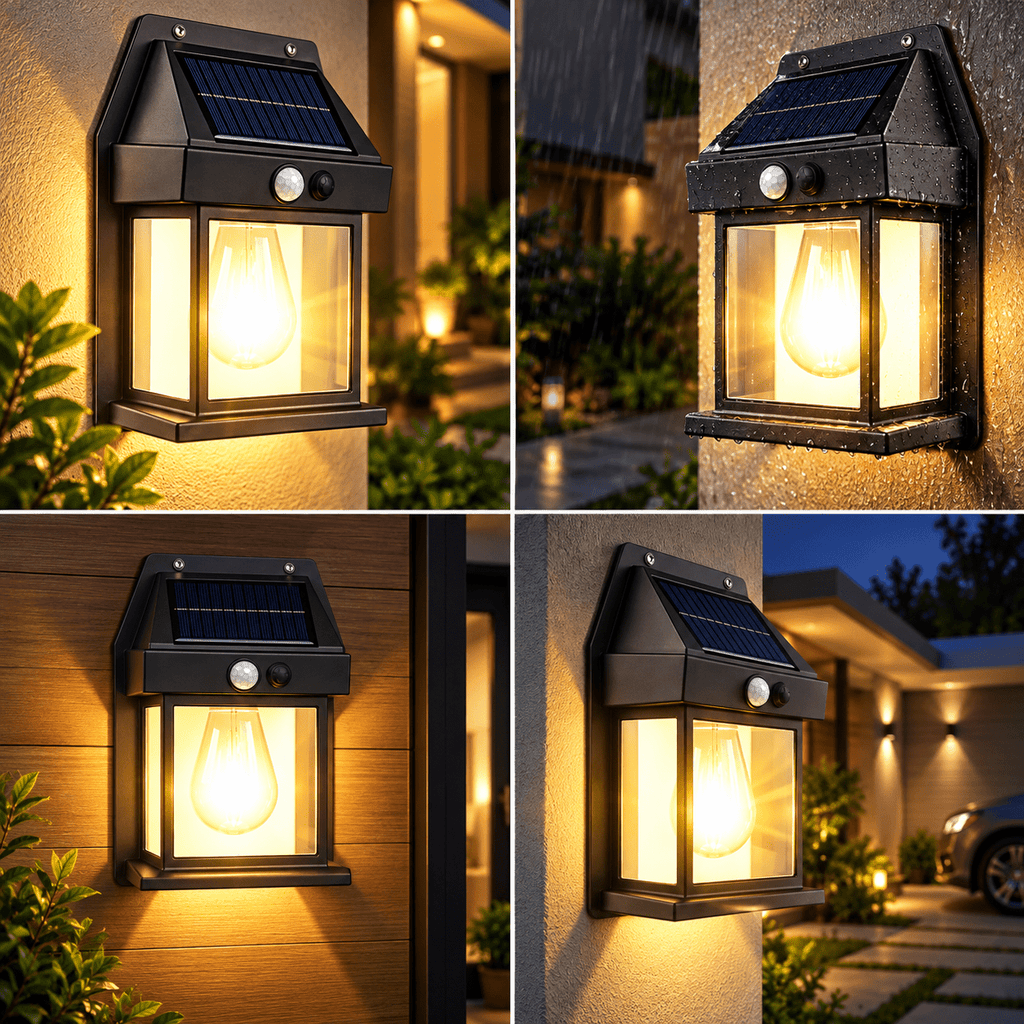 SolarLux – Arandela Solar Vintage com Sensor de Movimento | Ilumina Sem Fio e Sem Gastar Luz - Entrega Grátis - Vovó Lúcia