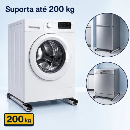 Suporte com Rodinhas para Eletrodomésticos da Vovó Lúcia – Base Ajustável para Máquina de Lavar e Geladeira - Vovó Lúcia